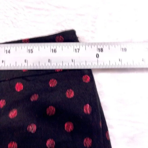 Talbots Pants Women's Size 12 Black Red Metallic Kick Crop Holiday Dot - Picture 9 of 12